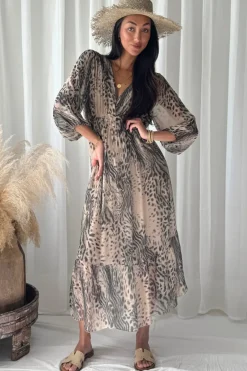 Jaqueline silkkiviskoosimekko, soft leo print