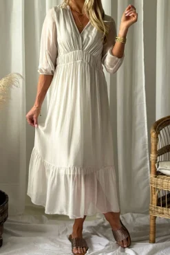 Jaqueline silkkiviskoosimekko, beige