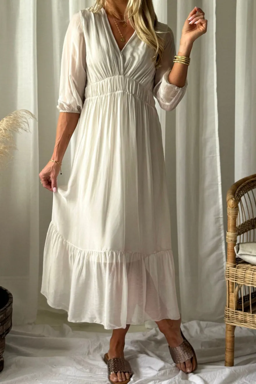 Jaqueline silkkiviskoosimekko, beige