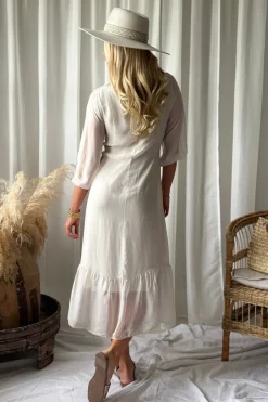 Jaqueline silkkiviskoosimekko, beige