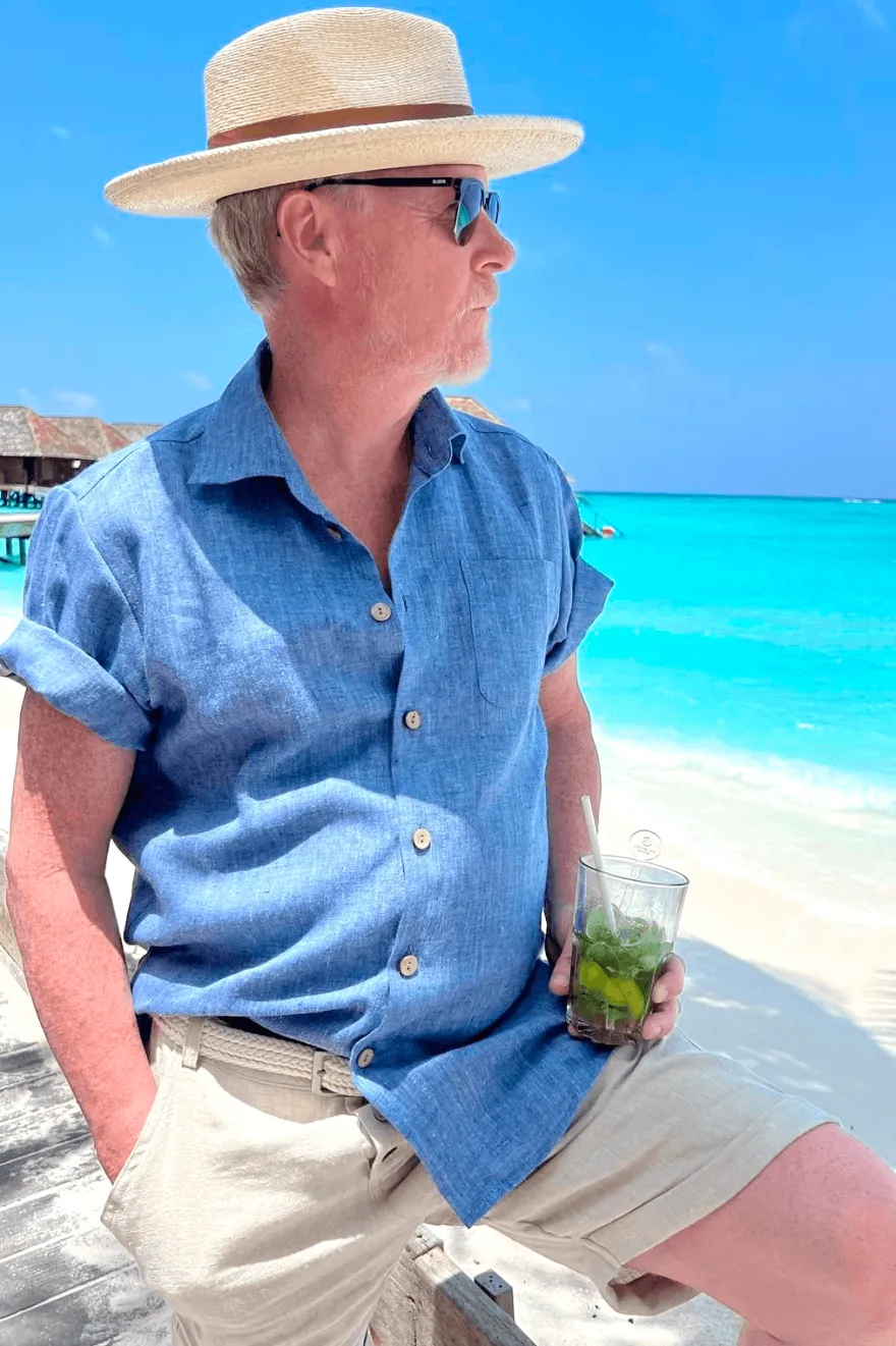 Johan pellavapaita, denim sininen