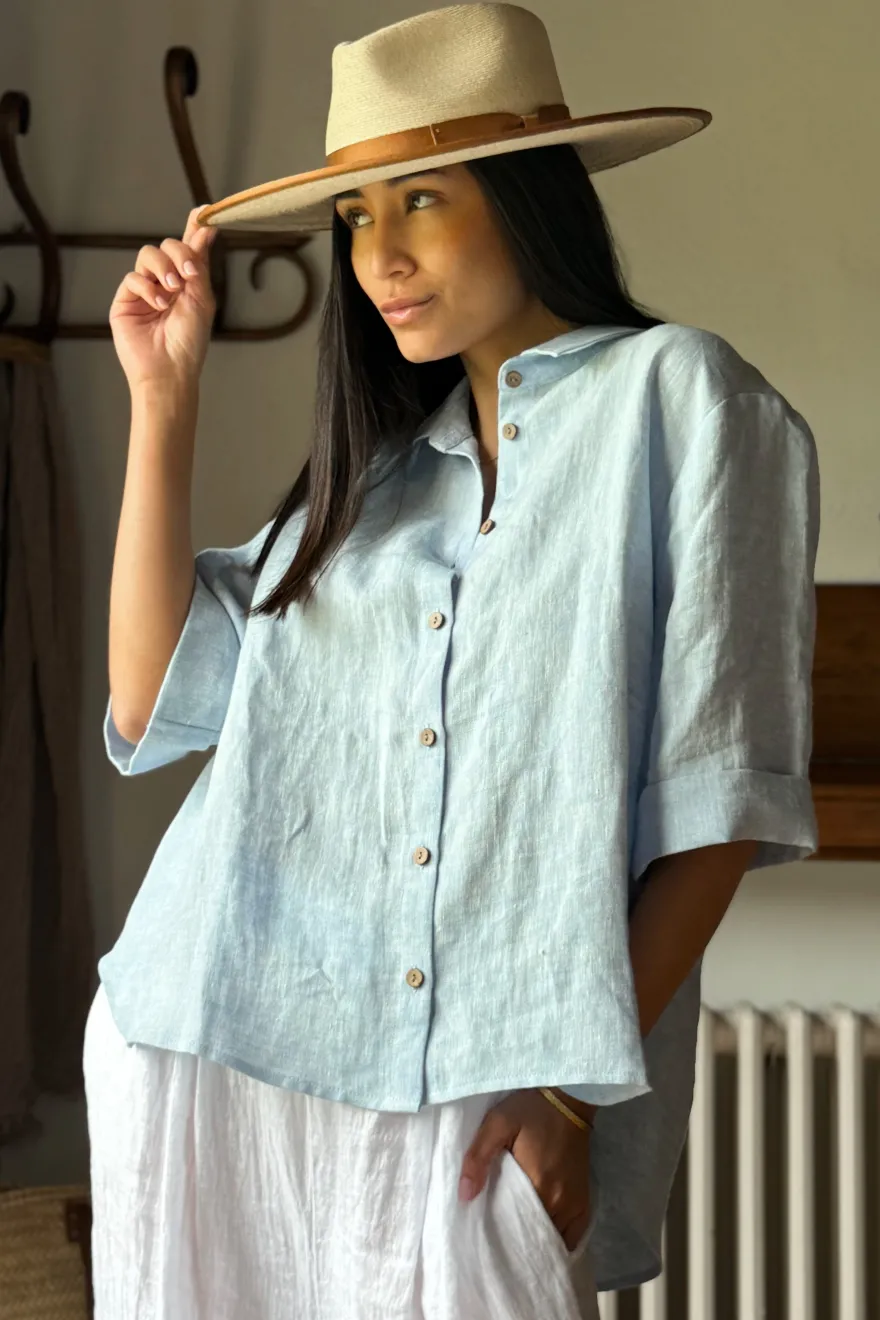 Junette pellavapaita, oxford blue