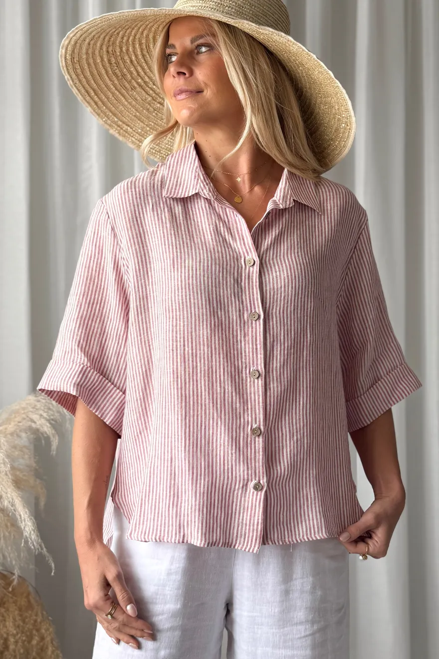 Junette pellavapaita, pink stripe
