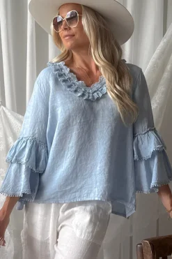 Lace frill pellavapaita, vaaleansininen