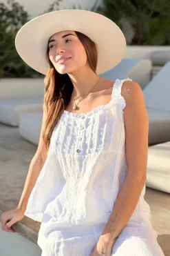 Leanna pellavatoppi, valkoinen