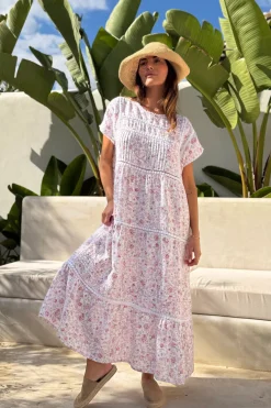Lilia pellavamekko, floral pink