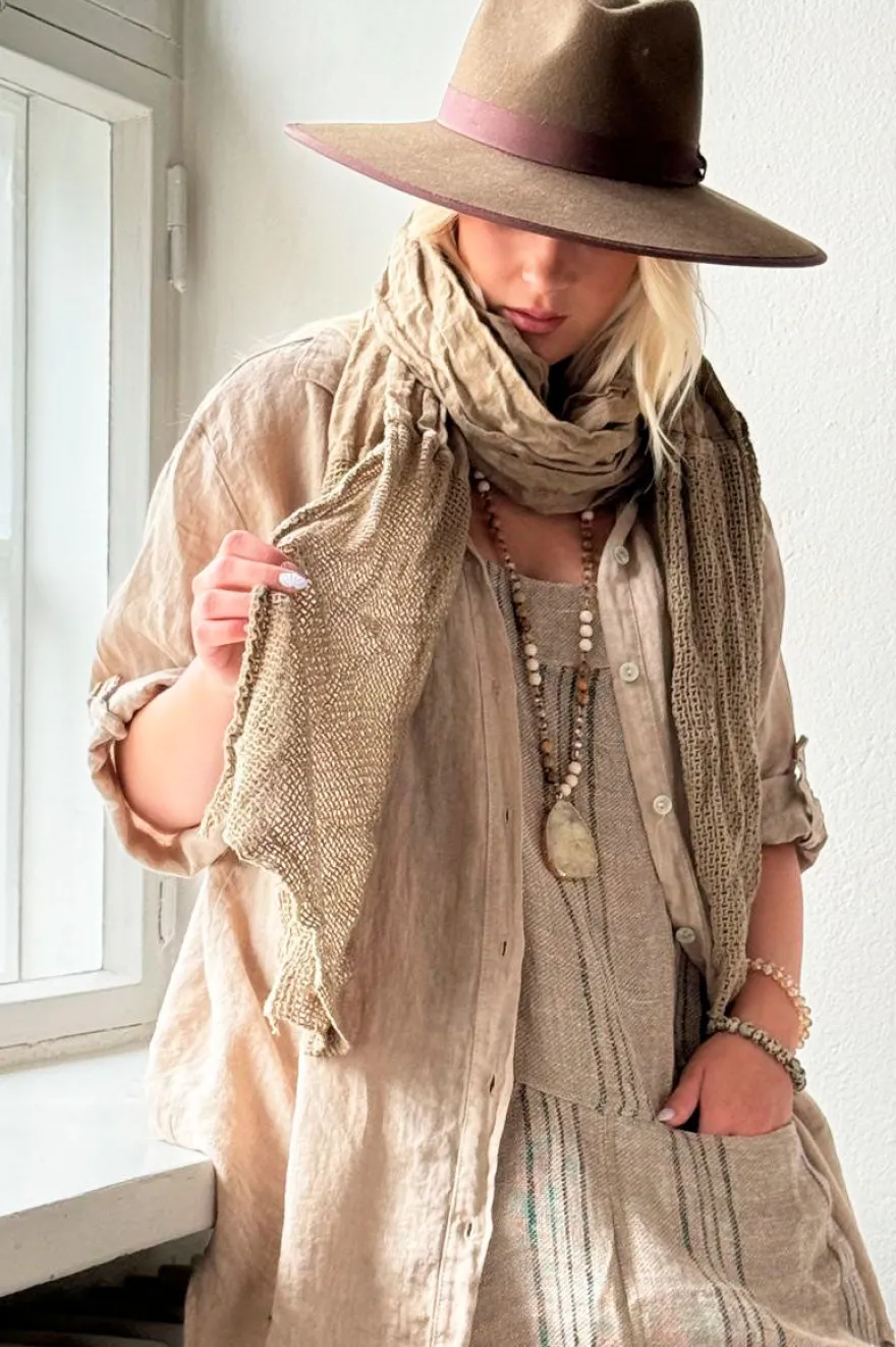Linen mesh pellavahuivi, savanna