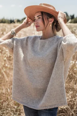 Lise alpakkasekoiteneule, beige