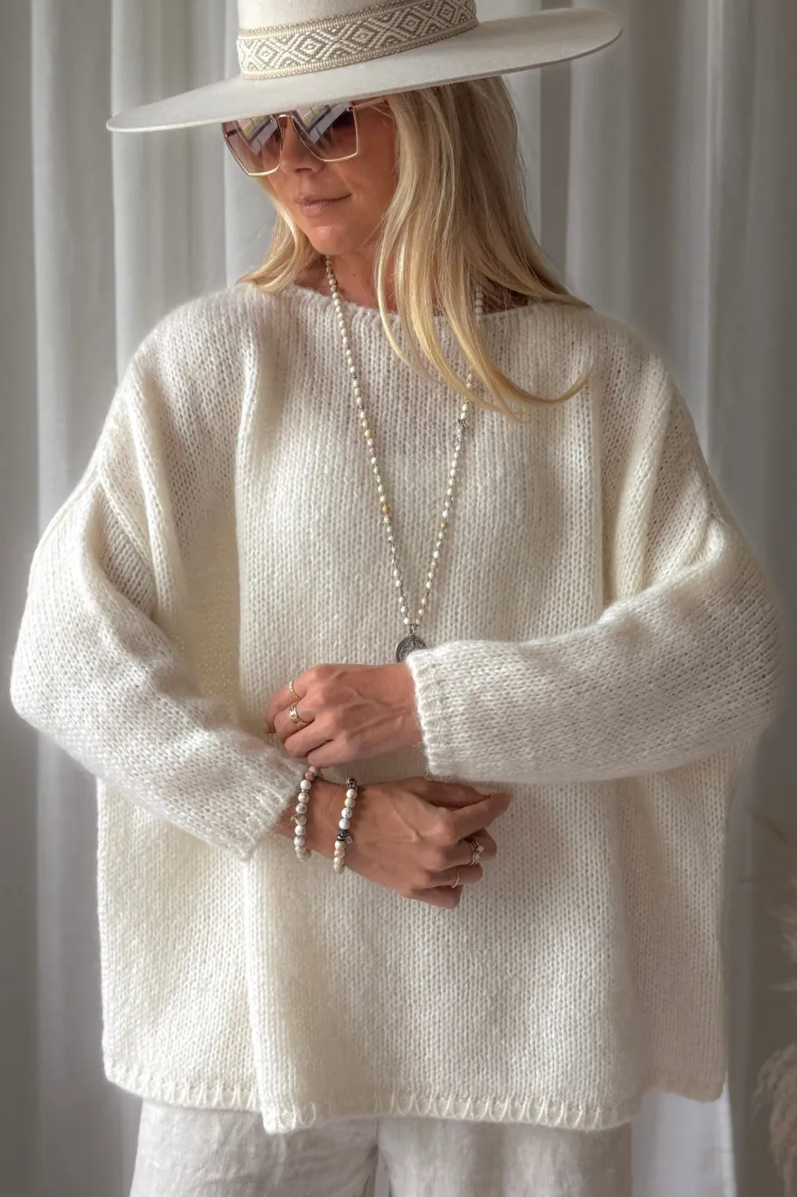 Lise alpakkasekoiteneule, luonnonvalkoinen