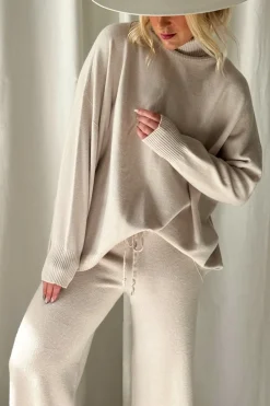 Lounge neulehousut, light beige