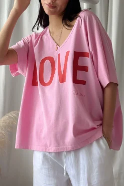 Love t-paita, pinkki-punainen