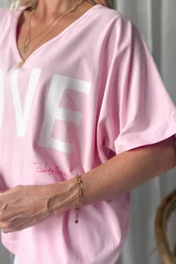 Love t-paita, vaaleanpunainen-valkoinen