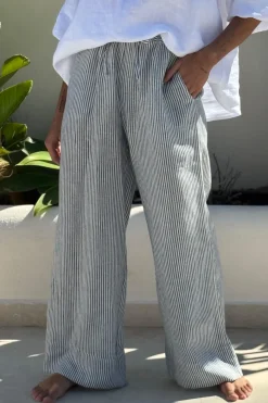 Mallorca pellavahousut, blue stripe