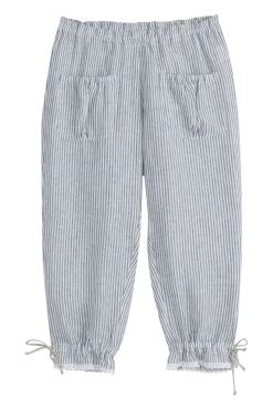 Mameluk pellavacaprit, blue stripe+valkoinen pitsi