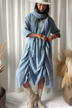 Maravilla pellavamekko, denim blue