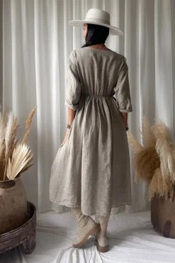 Maravilla pellavamekko, taupe