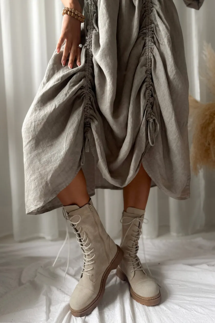 Maravilla pellavamekko, taupe