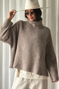 Marlene alpakkasekoitepooloneule, taupe