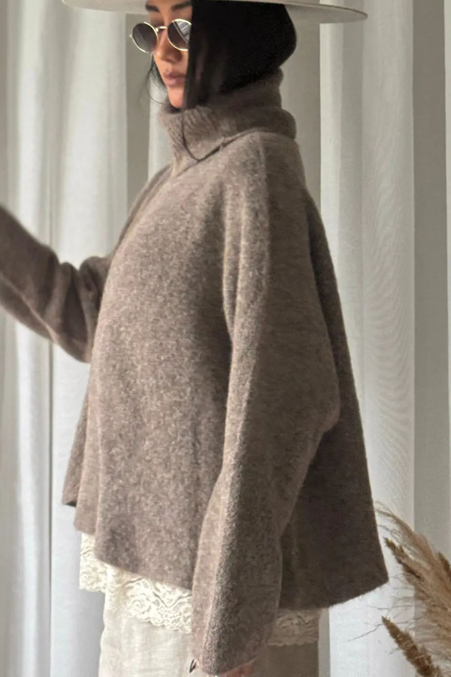 Marlene alpakkasekoitepooloneule, taupe