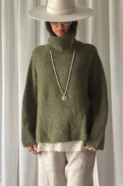 Marlene alpakkasekoitepooloneule, forest green