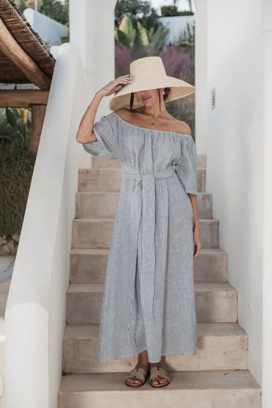 Moraira pellavamekko, blue stripe