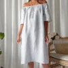 Moraira pellavamekko midi, blue stripe
