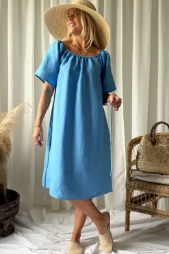 Moraira pellavamekko midi, heavenly blue