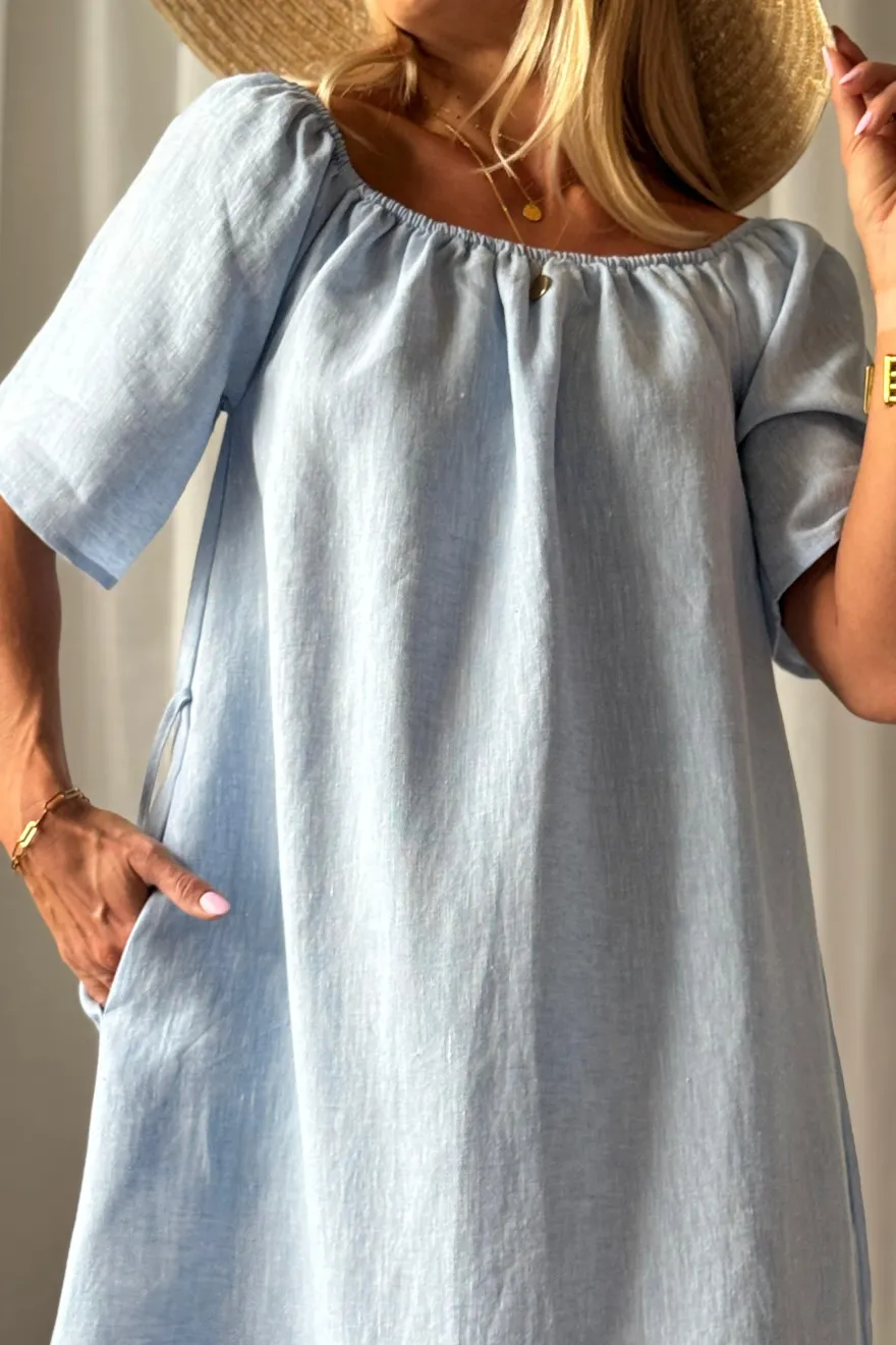 Moraira pellavamekko midi, oxford blue