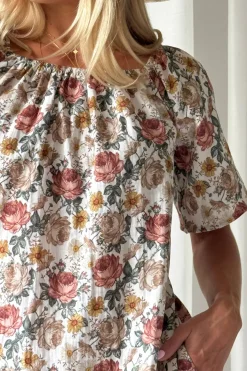 Moraira puuvillamekko midi, off white cottage floral