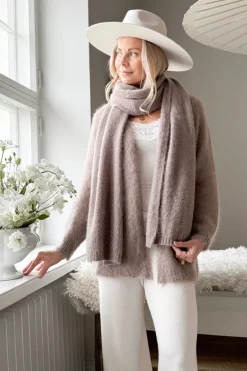 Nice mohairhuivi, taupe
