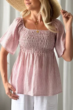 Oaklyn pellavapaita, pink stripe