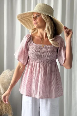 Oaklyn pellavapaita, pink stripe