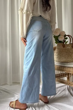 Palazzo wide leg jeans, light wash