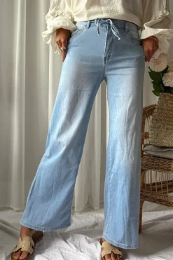 Palazzo wide leg jeans, light wash