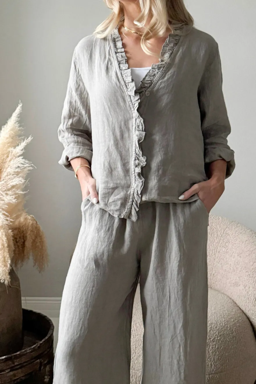 Paloma pellavahousut, taupe