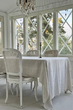 Pellavapöytäliina, beige check