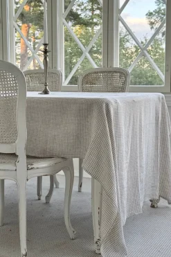 Pellavapöytäliina, beige check