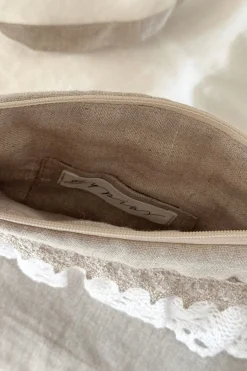 Pitsinen crossbody laukku, natural + valkoinen pitsi