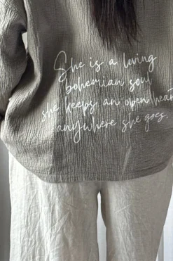 Poem pitkähihainen t-paita, taupe