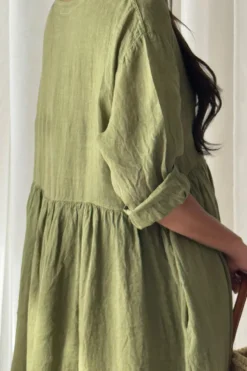 Raelle pellavamekko, green
