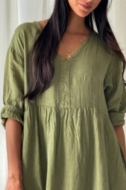 Raelle pellavamekko, green