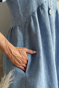 Santorini pellavamekko, denim blue