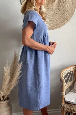 Santorini pellavamekko, denim blue