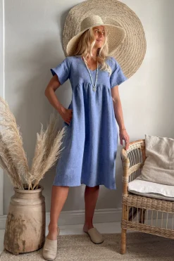 Santorini pellavamekko, denim blue