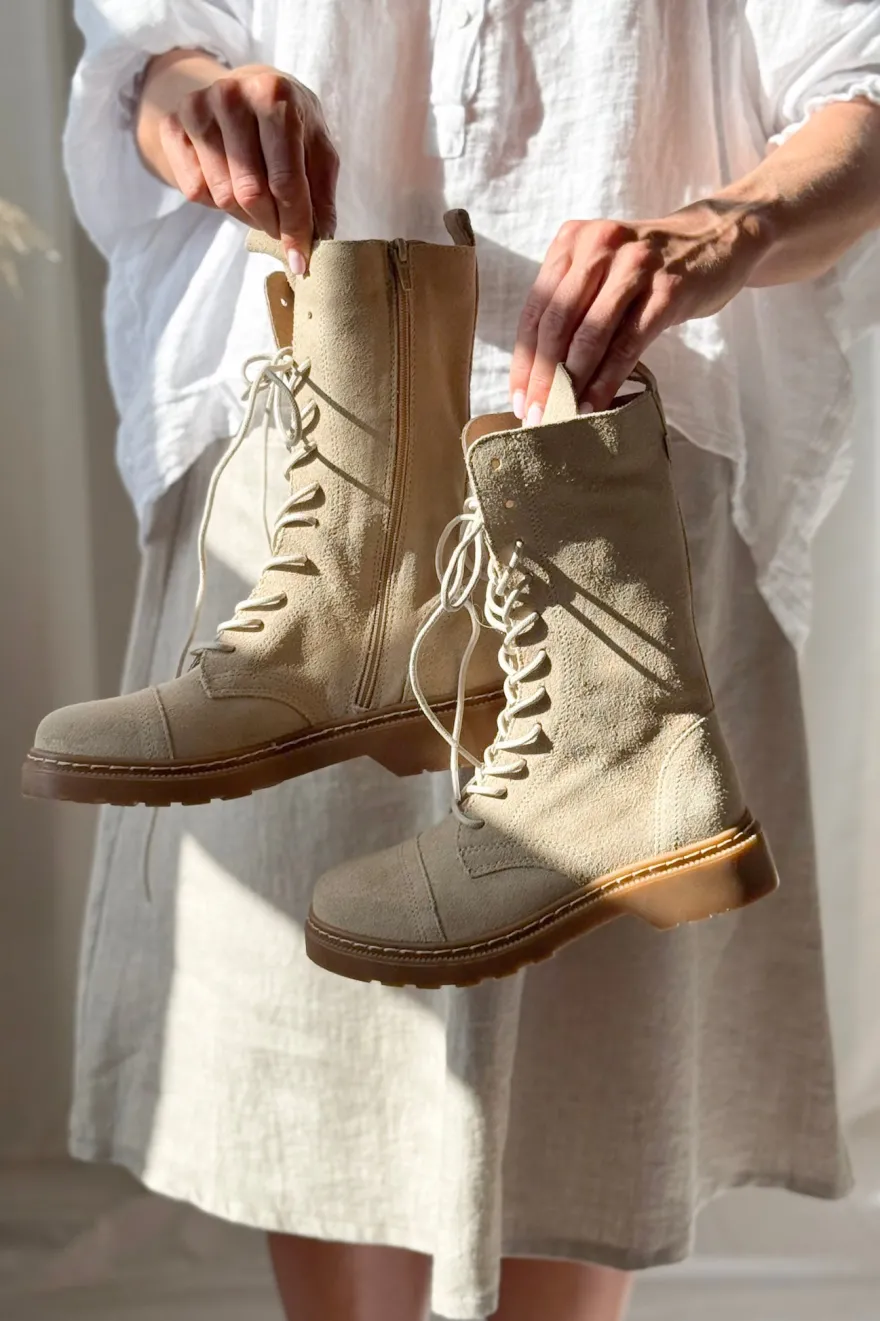 Siuxy nyörisaappaat, beige