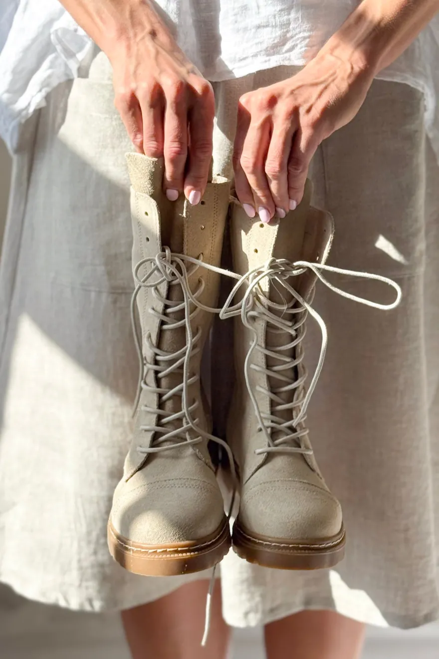 Siuxy nyörisaappaat, beige