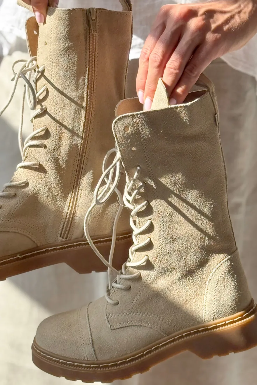 Siuxy nyörisaappaat, beige