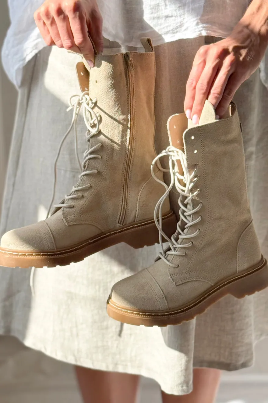 Siuxy nyörisaappaat, beige