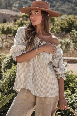 Sofia pellavapaita, beige check