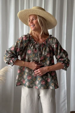 Sofia puuvillapaita, camo cottage floral
